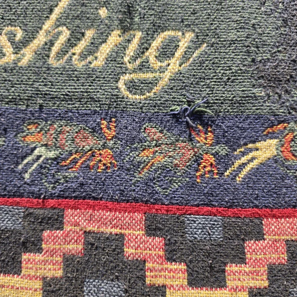 Vintage Gone Fishing Woven Tapestry Throw Blanket Trout Cabin Decor 70x48
